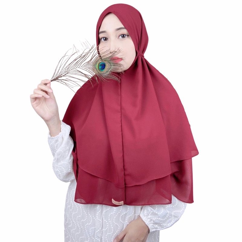 Nouri Avani - Hijab Bergo Jilbab Khimar Ceruty Baby Doll Instant Tali 2 layer Ceruti Syari Premium