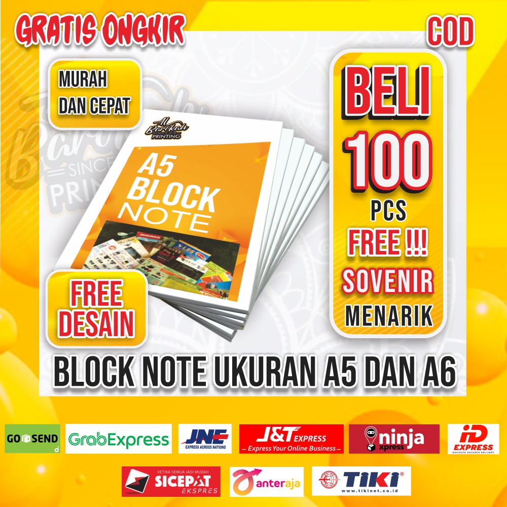 

Blocknote Costum Murah Ukuran A6 dan A5 / Note Book Seminar Meeting / Souvenir (Desain Costum, Free Desain)