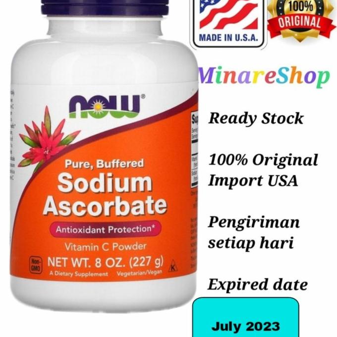 Now Sodium Ascorbate Vitamin C Powder antioxidant 8 Oz 227 g Ori USA