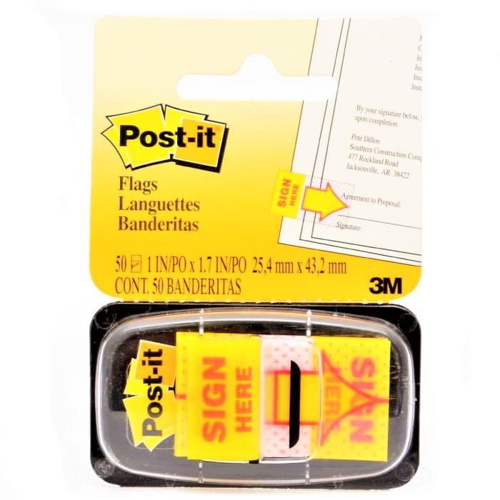 

STICKY NOTES SIGN HERE PENANDA TANDA TANGAN POST IT 3M 680-9 PLASTIK 50 LBR