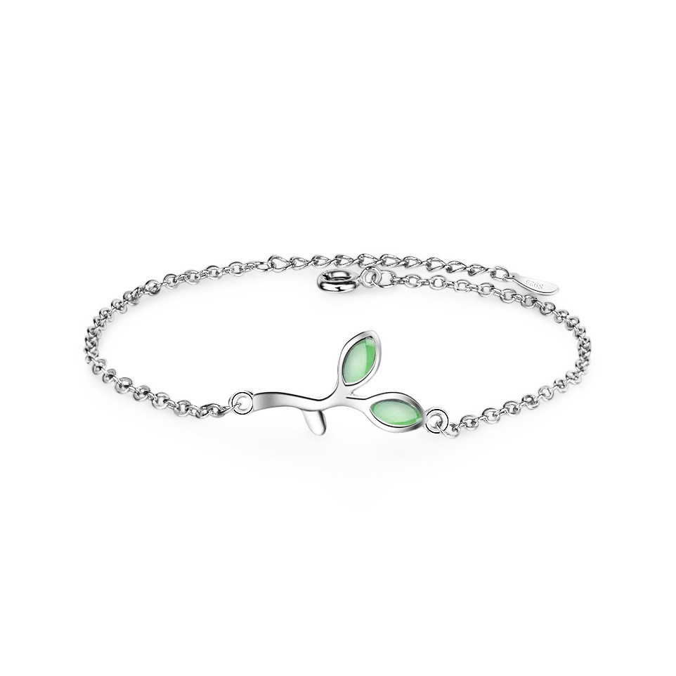 Gelang wanita kuncup daun hijau busana korea-#2