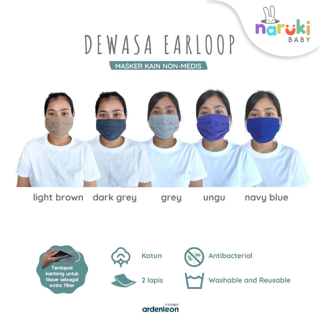 Masker Kain Katun Ardenleon Bayi Anak Dewasa Hijab Arden Leon Non Medis