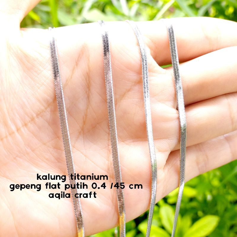 KALUNG TITANIUM GEPENG FLAT 45CM ANTI KARAT