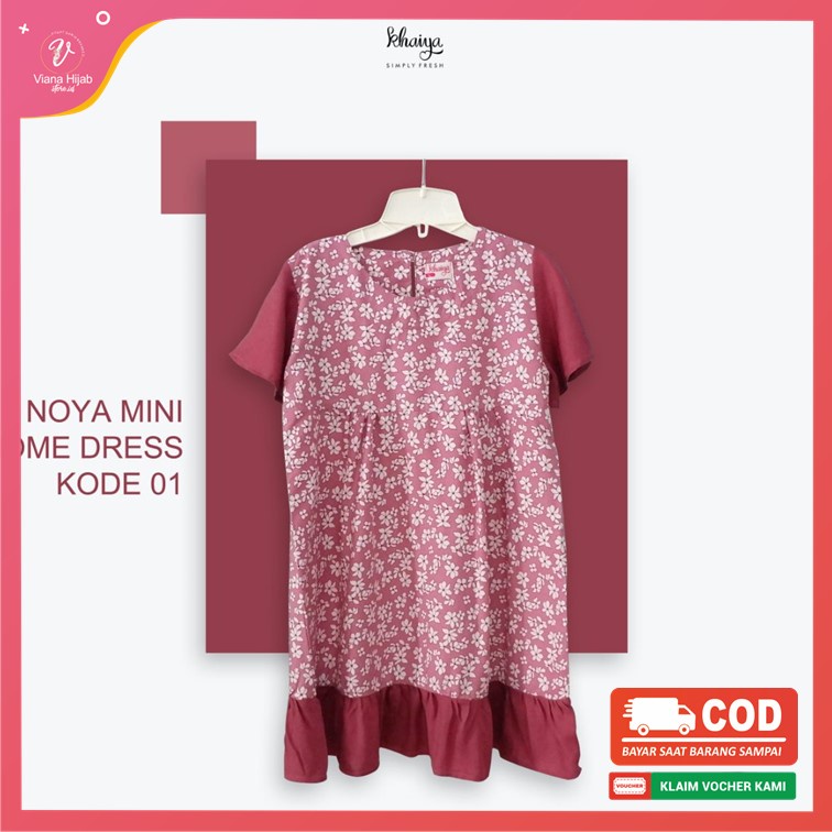 Daster Ibu Dan Anak Rayon Premium Noya By Khaiya.id Lengan Pendek Baju Rumahan Busui Home Dress