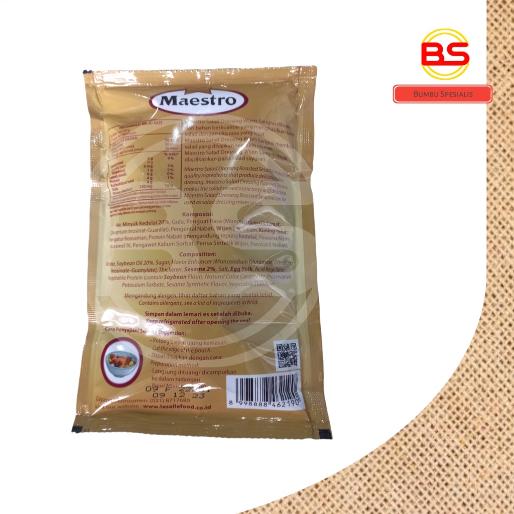 Maestro Roasted Sesame Dressing Sachet / Dressing Salad Wijen Sangrai Saset 100 gr