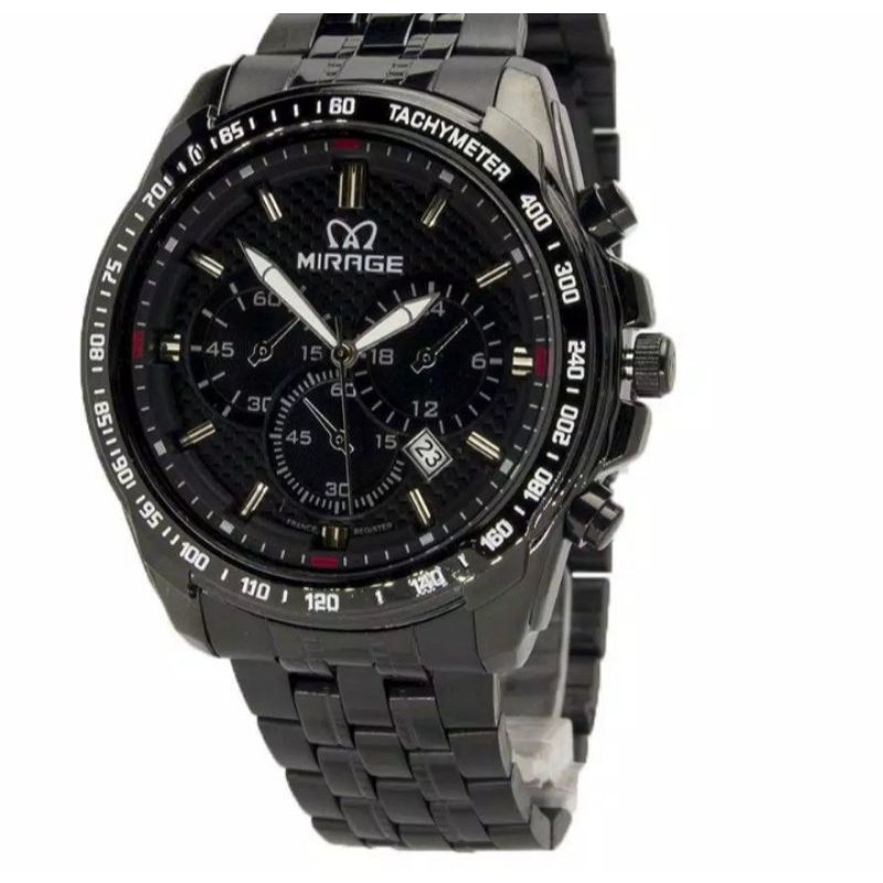 jam tangan pria;MIRAGE M8535BRP-Lhitam~ORIGINAL WATER RESISTANT~TGL~STAINLEES