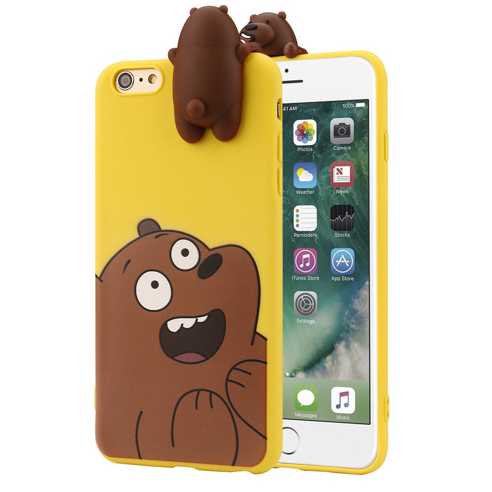 WE BARE BEARS DOLL 3D PEEP CASE For IPHONE 5 6/6S 7 8 plus X( GRIZZ, ICE BEAR , PANPAN )