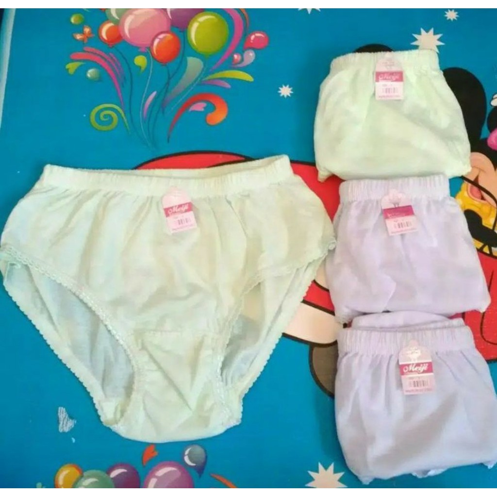 Celana Dalam Anak Perempuan, CD Anak Perempuan, Merk Meiji Bahan Katun Lembut, Celana Dalam Anak