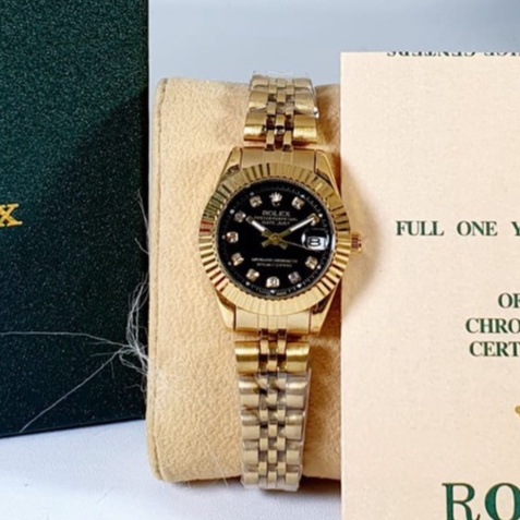 Rolex Datejust - Grosiran Jam Tangan ROLEX Wanita D18 - 9100 Analog Tali Rantai Tanggal Aktif Original / Garansi 6 Bulan Free Box Exclusive Kartu Garansi &amp; Baterai Cadangan (BISACOD)