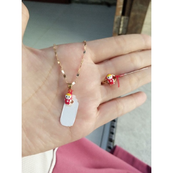 Set Perhiasan Emas Asli Untuk Anak Kalung Emas Liontin Emas Cincin Emas Karakter Masha Kalung Emas