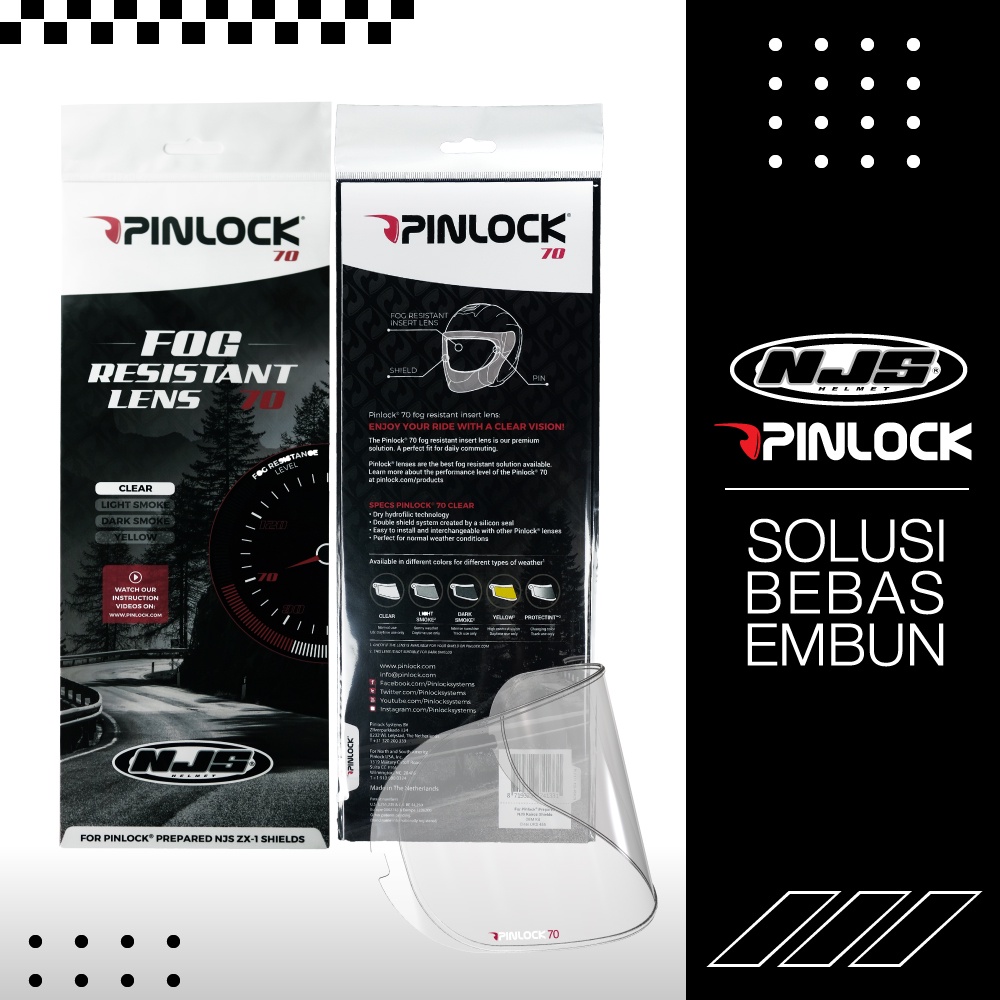 Pinlock 70 Original NJS Kairoz (PNP Untuk Kairoz Dan Kronoz)  - Anti Embun | Aksesoris Helm | Pinlock Kairoz | Pinlock Kronoz | Pinlock 70 | ORI