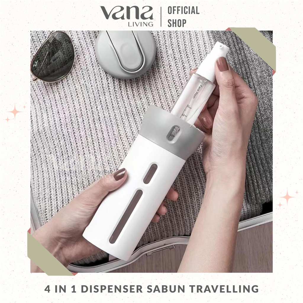 Vana Botol Travel Kit Set Alat Mandi All 4 In 1 Dispenser Travelling Shampo Sabun Hand Sanitizer