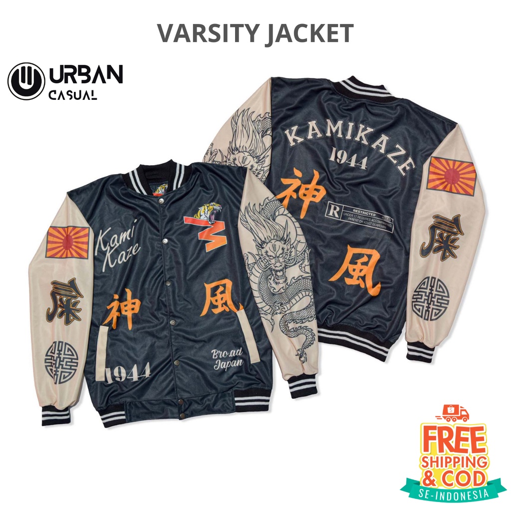 Jaket Varsity Baseball Pria Wanita Japan Series Motif Terbaru Vintage Kekinian Jaket Motor Touring Outdoor Travelling Original Distro Premium B3