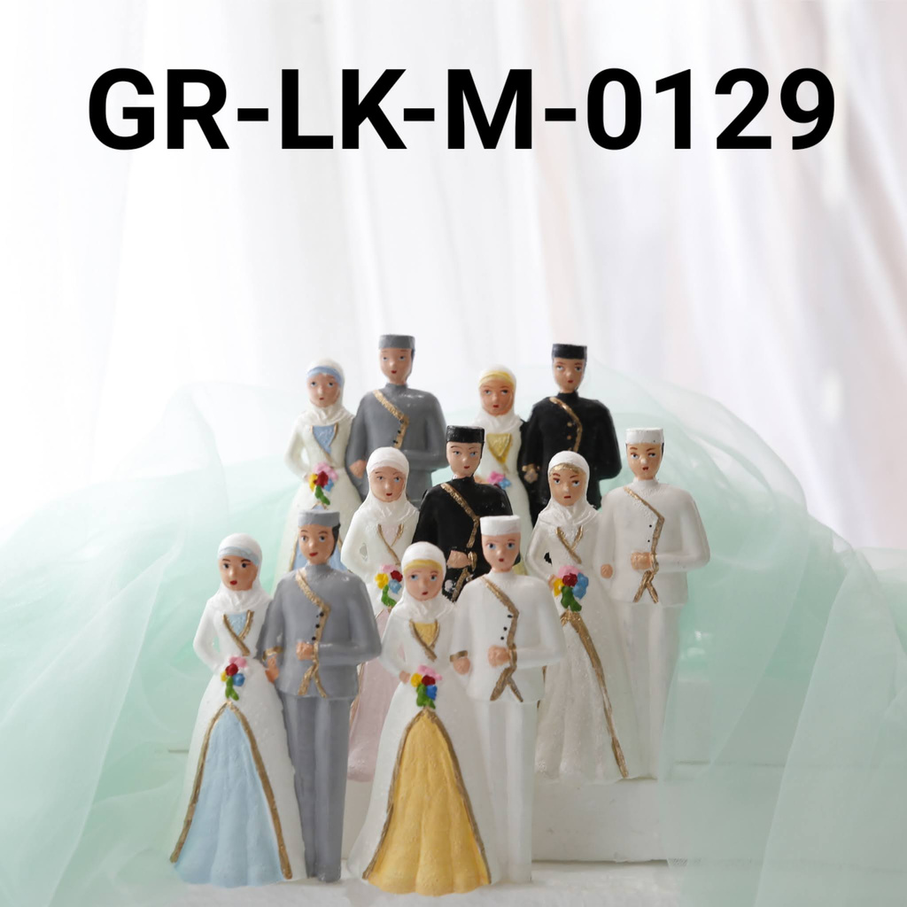 GR-LK-M-0129 Cake topper mainan lokal pengantin hijab yamama baking