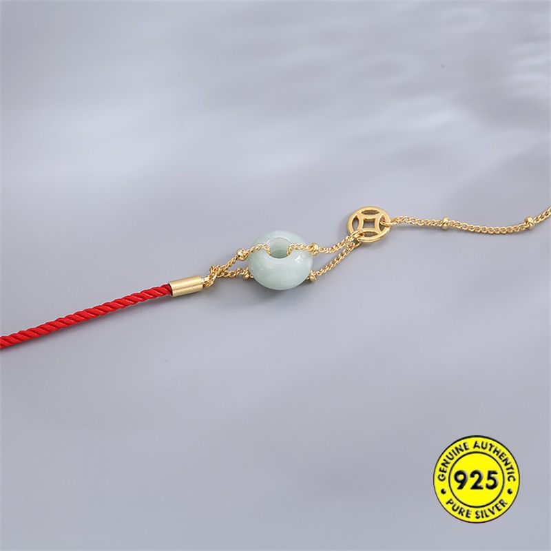 Jade Red Rope Bracelet Gold