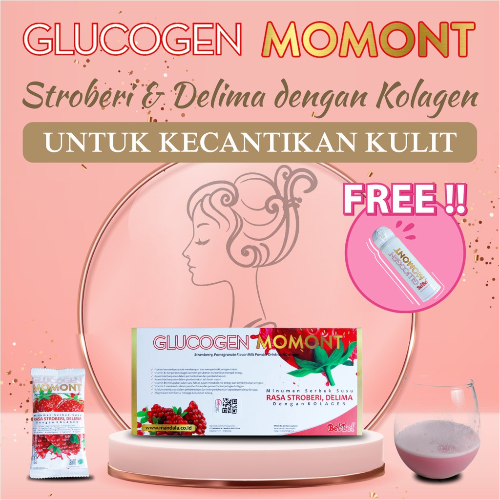 

Glucogen Momont Minuman Pemutih Badan Rasa Susu Strawberry 250gr - 10 Sachet