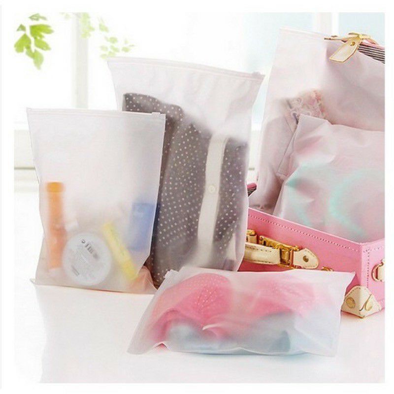 TRAVEL POUCH ORGANIZER MATTE DOFF POLOS ZIPPER - KANTONG ZIP LOCK BAJU / MAKE UP KOSMETIK SATUAN