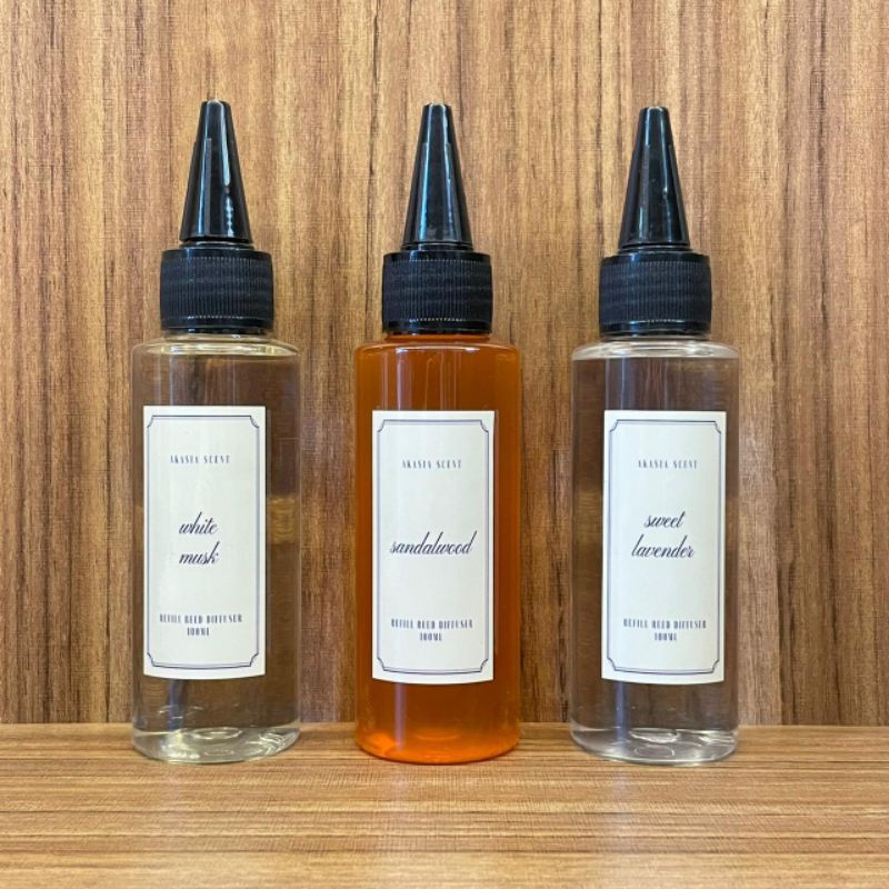 akasia scent REFILL 100ml Reed Diffuser WHITE MUSK SANDALWOOD SWEET LAVENDER SOOTHING YLANG SAKURA-2
