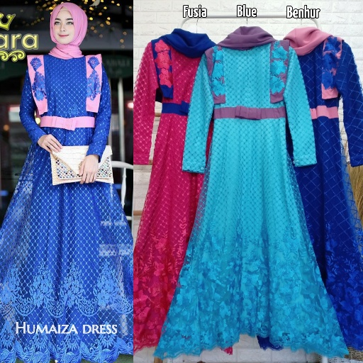 DISKON 10% | HUMAIZA Dress by MAHARA (Gamis muslim, dress muslim, gamis murah, baju lebaran pesta)