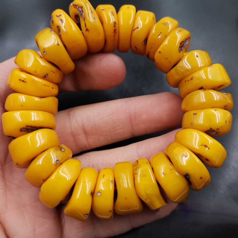 Hu Hu Hu Hu Hu Alat Bantu Pasang Kacamata♡ Gelang Tangan Manik-Manik Abacus Beeswax Amber Natural Untuk Wanita
