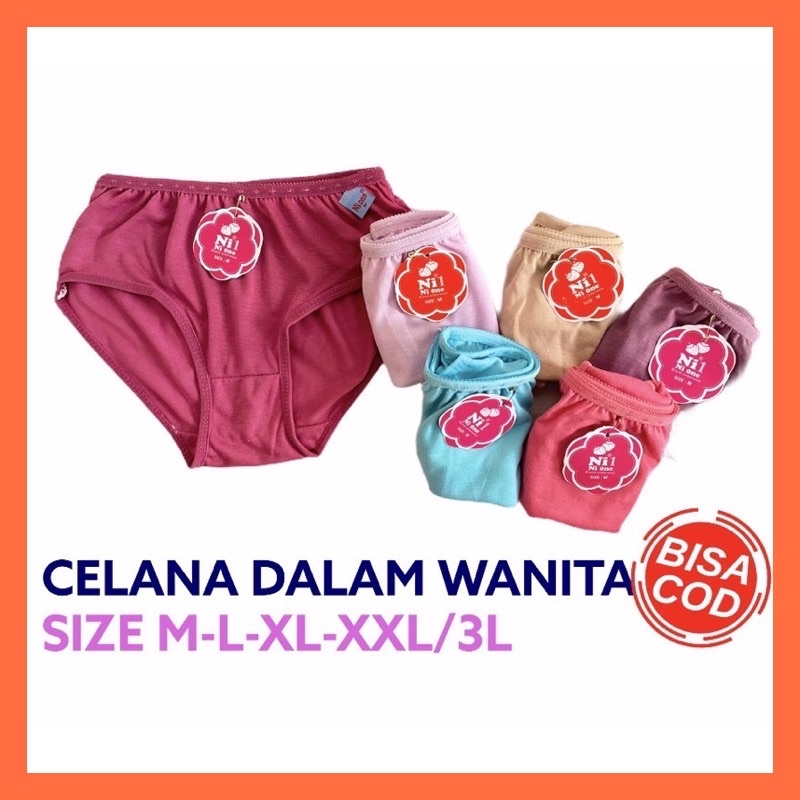 Celana Dalam Wanita Dewasa Katun Jumbo M L Xl XXL / CD Celana Dalam Kancut Undies Wanita Jumbo ESSE Nione