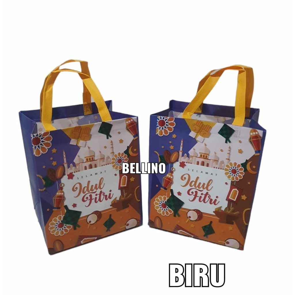 Tas Sponbond Santunan Parcel Lebaran Premium Goodie Bag Box Idul Fitri Ukuran 25x20x30cm Tas Parcel Lebaran Laminasi Tapak Persegi Muat Box Nasi Kotak