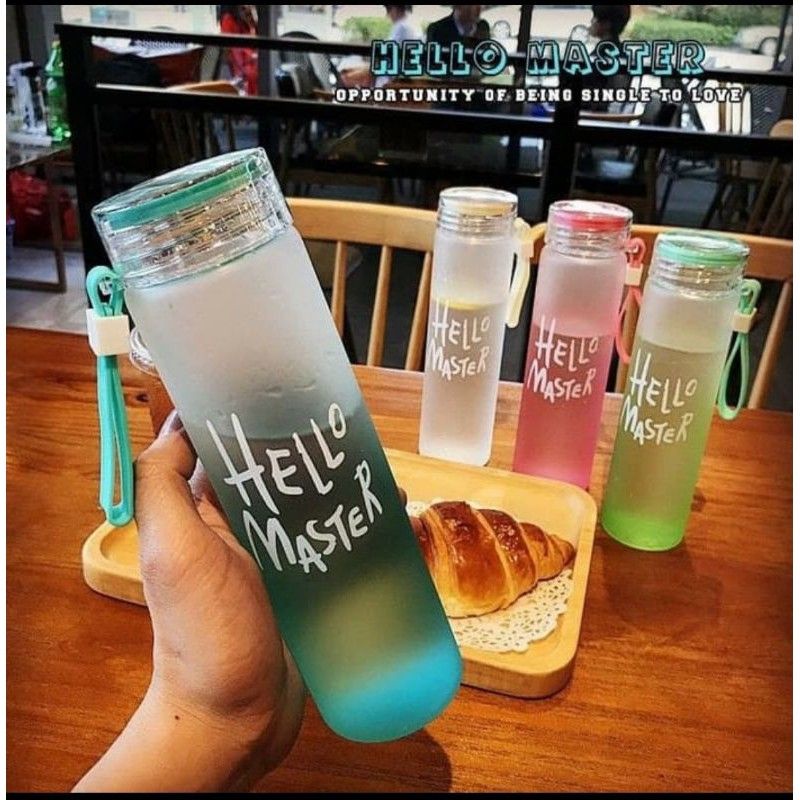 Medan Termurah 500ml So beautiful botol minum kaca cantik Hello Master unik