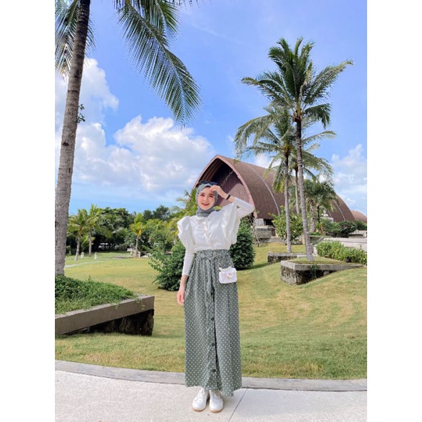 ROK PANJANG WANITA POLKADOT KANCING || Skrit Korea Kancing