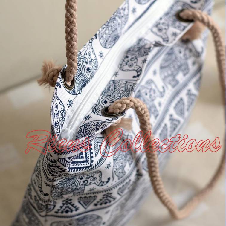 RIENS COLLECTIONS. TOTEBAG TALI SUMBU MOTIF GAJAH ETNIK. TAS KANVAS. TAS JOGJA. SOUVENIR JOGJA