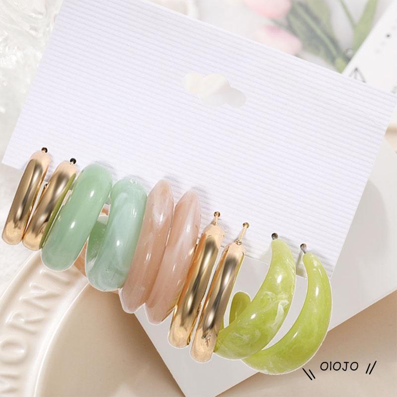 5 Pcs/set Fashion Kupu-kupu Mutiara Warna Anting Aksesoris Fashion Wanita Akrilik - ol