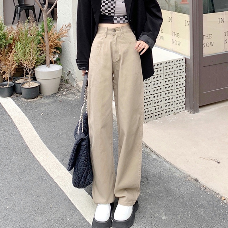 New Korean style straight leg  loose light  khaki  jeans