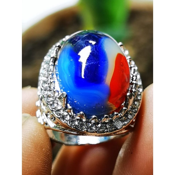 Batu akik natural pancawarna crystal