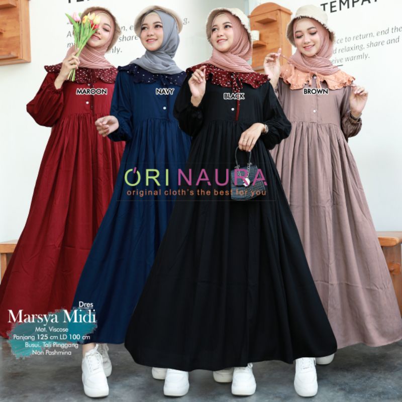 ORI NAURA MARSYA MIDI DRESS RAYON VISCOSE