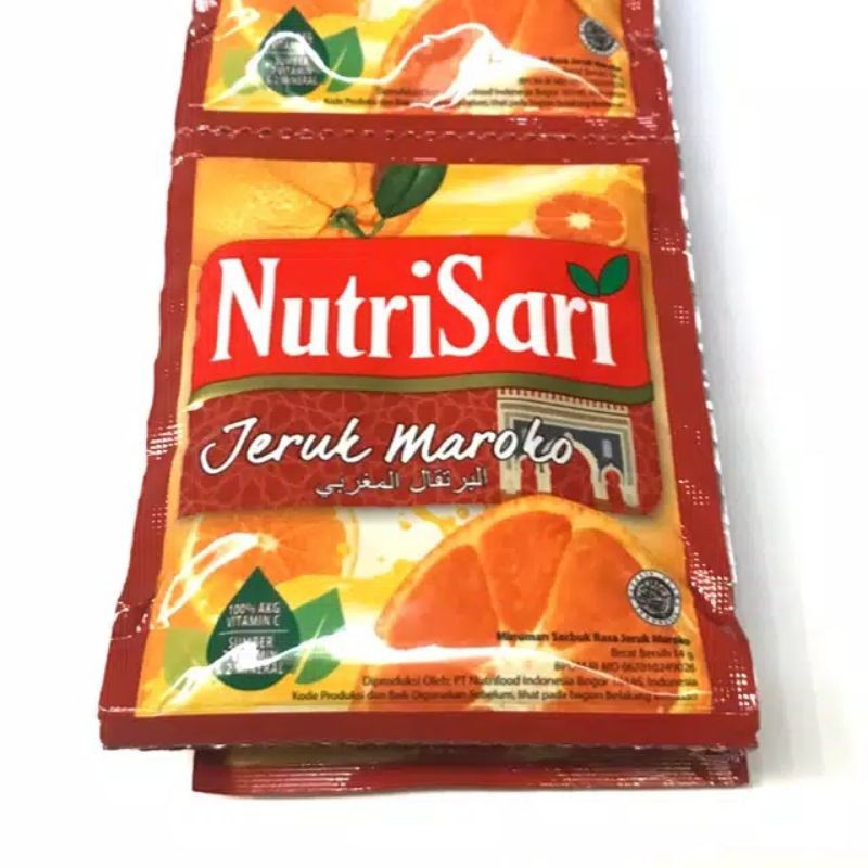 

Nutrisari Jeruk Maroko 1 pcs atau 1 Renceng 10 Pcs Sachet - Nutri Sari Orange Dus