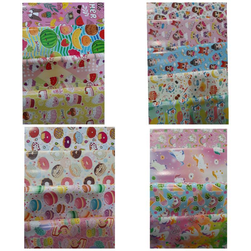 Kertas Kado Lucu Motif Batik / Kartun / HBD / Bunga / Baby