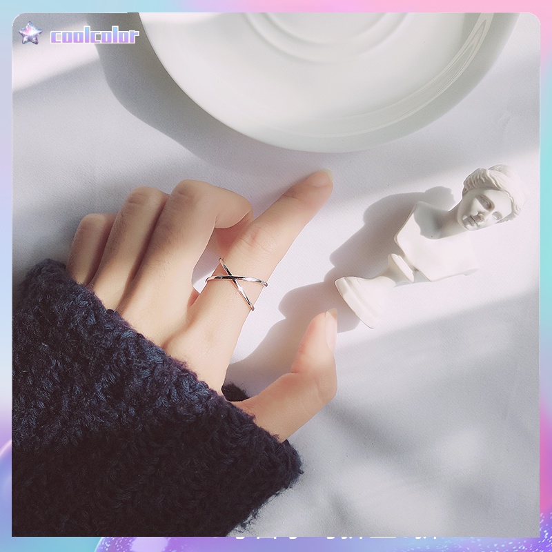 【Ready stock】Silang Cincin Wanita Paduan Aluminium Berongga Tiga Dimensi Anak Perempuan Fashion Cincin 2021 terbaru simple murah COD