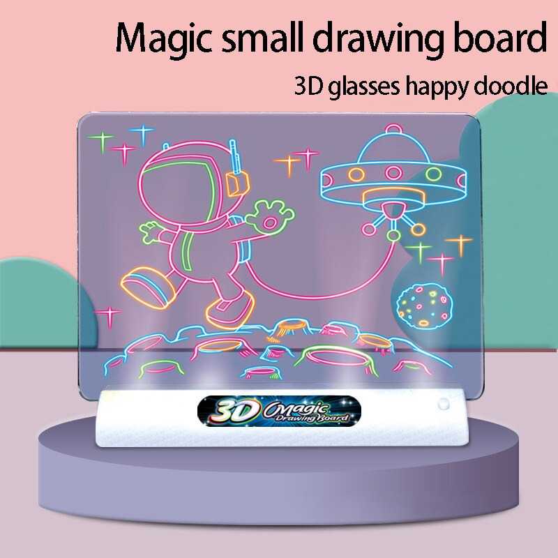 GIJ - Yigebebe Mainan Menggambar 3D Magic Drawing Board LED