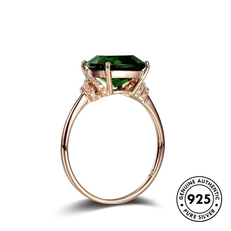Cincin S925 Silver 18k Rose Gold Hijau Harta Karun