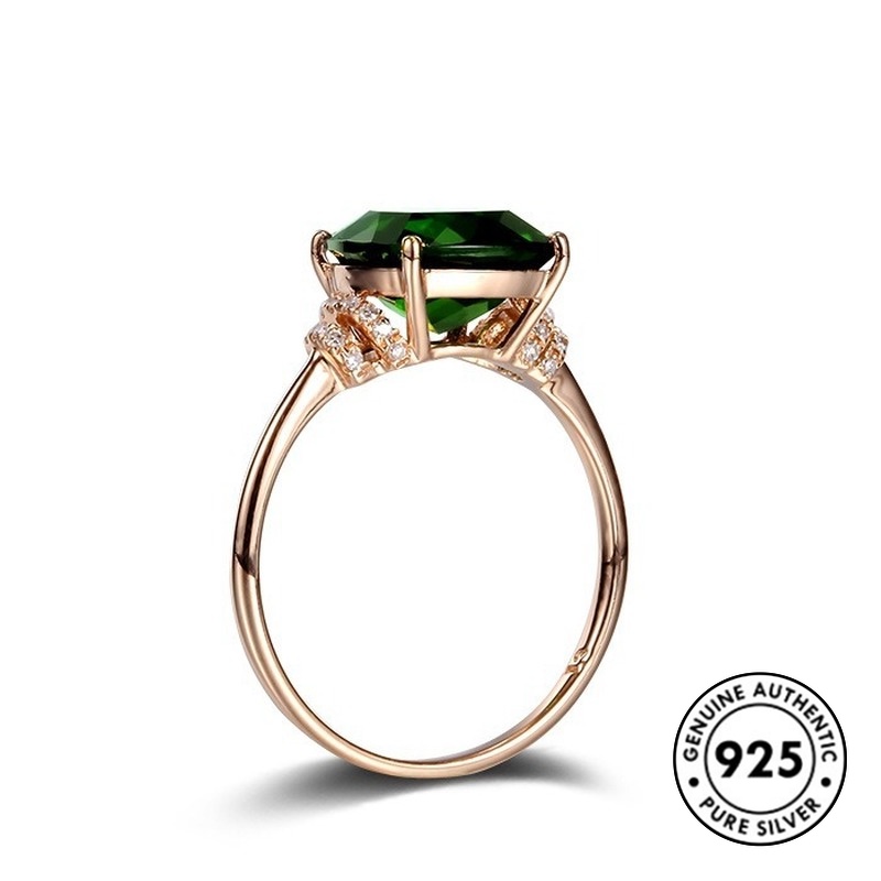 Cincin S925 Silver 18k Rose Gold Green Harta Karun Untuk Wanita