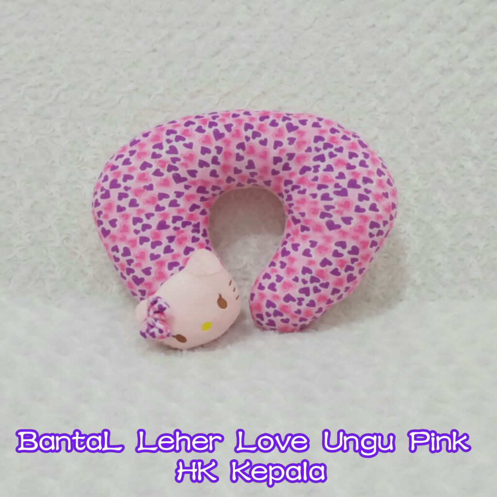 bantal Leher / bantal kepala Love ungu pink HK kepala