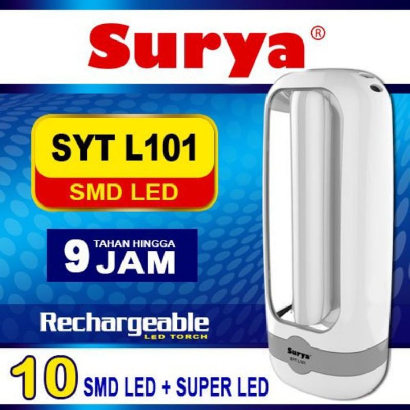 Lampu Emergency + Senter LED 10 SMD+1W Recharge SYT L101 Surya