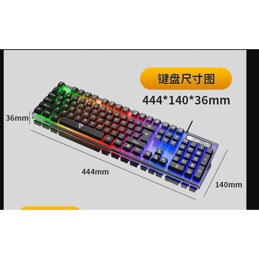 HXB Combo Gaming Keyboard RGB LED with Mouse - V4 - Black