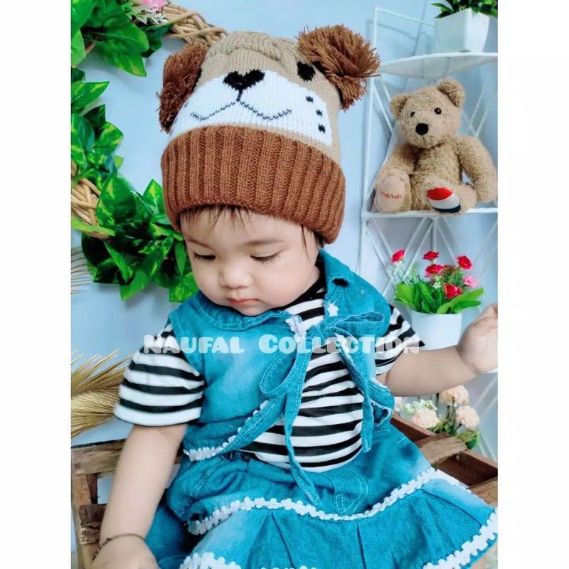 03 Topi Rajut Rambut Kepang Pom2 Kupluk Hangat Bando Anak Bayi Cewek Pompom | Aksesoris Musim Dingin