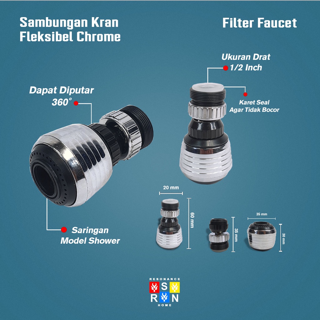 Kepala Kran Air Cuci Piring Angsa Keran Wastafel Flexible Resonance Home