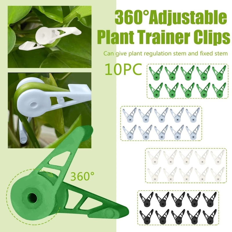 10pcspak 360 Derajat Untuk Kacamata° Klip Holder Pot Bunga / Tanaman Adjustable Bahan Plastik Kualitas Tinggi Untuk Taman / Balkon