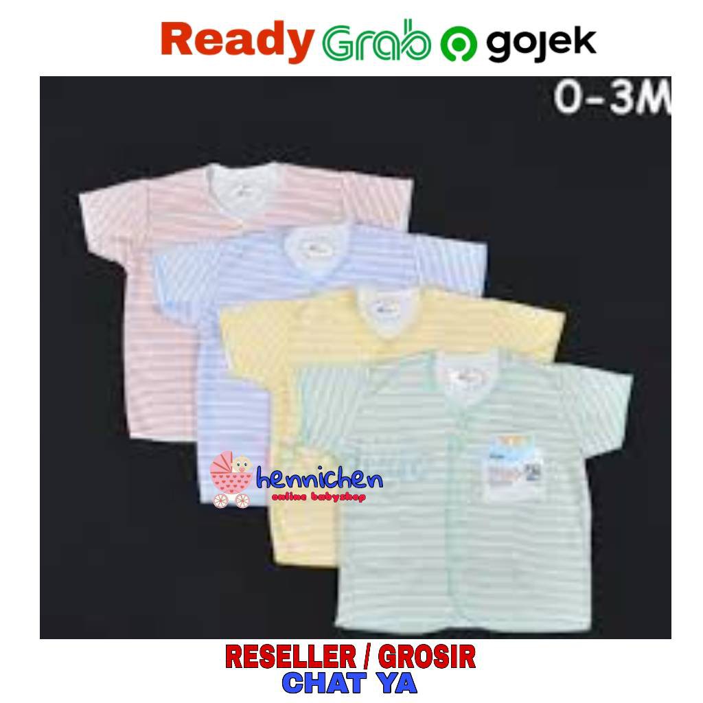 4 Pcs baju miyo Lengan Pendek Salur Newborn  0-6 bulan