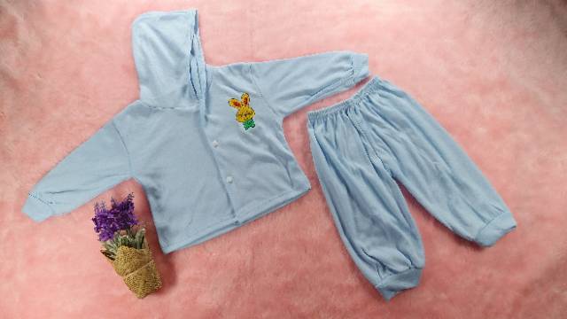 Ss#4004 Setelan Piyama berTopi size 0-6bulan / Baju Hoddie / Setelan Hoddie Bayi / Pakaian Bayi