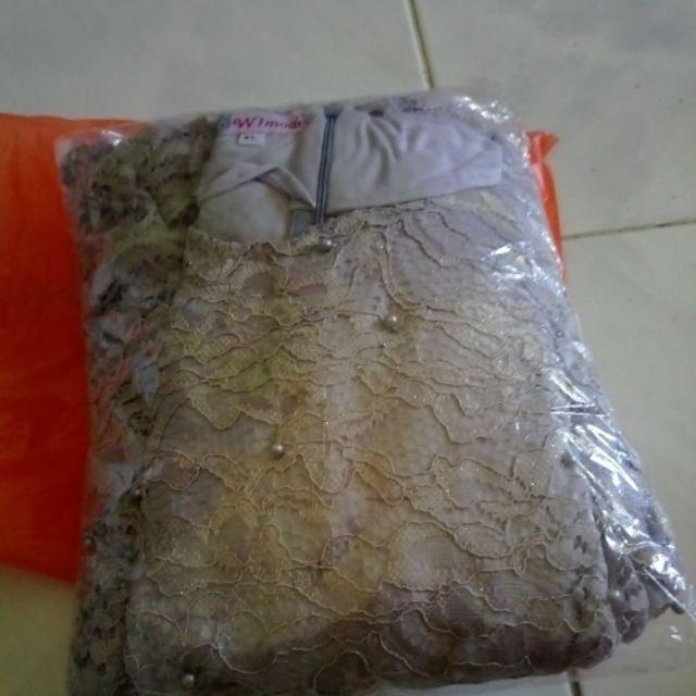 Realpict!!!semi Gamis Umbrella Mutiara Atasan Bhn Brukat+plisket Bhn Batik Silk Size M L Xl Xxl