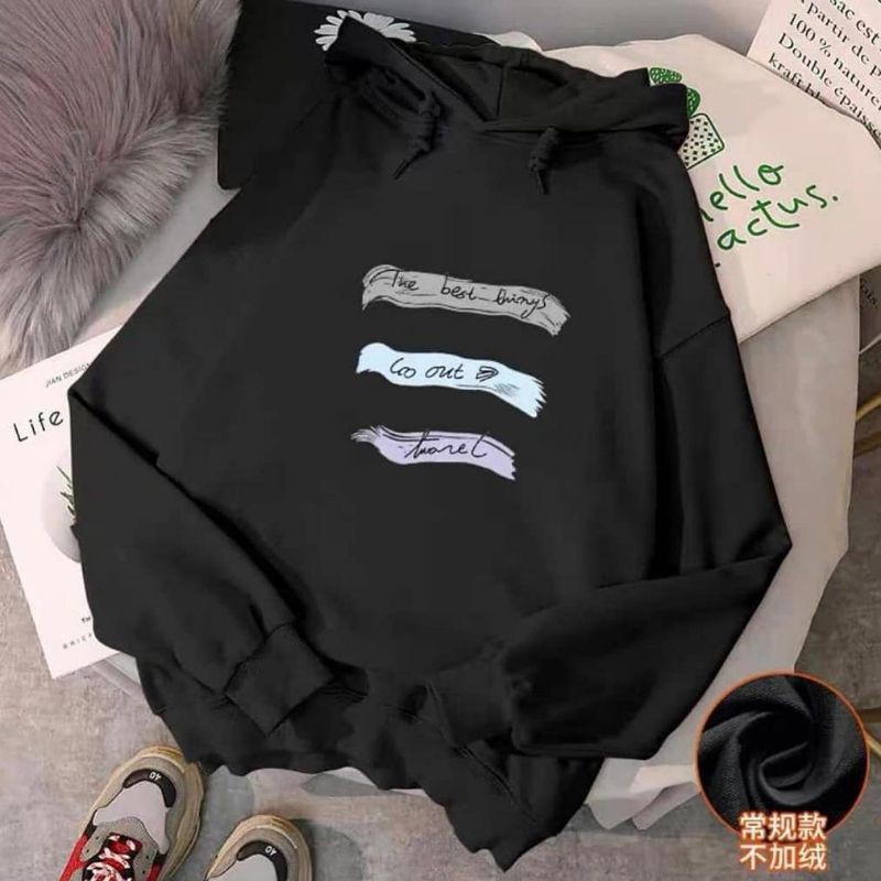 Jaket Sweater Hoodie Wanita Oversize Outerwear Pakaian Sweatshirt Korean Style Hudie Cewek GO OUT-2