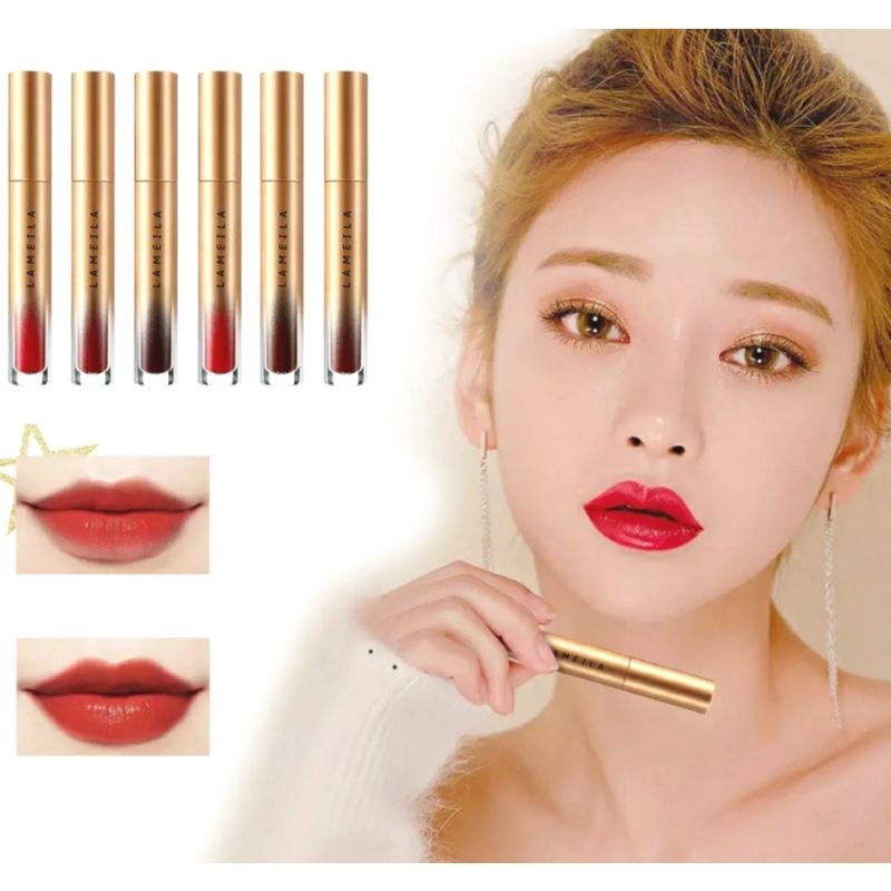 Lameila Gold Silky Lip Glaze / Lameila Lipstik Cair Pelembab Bibir Tahan Air &amp; Tahan Lama / Lip Gloss Murah Tahan Lama / Lipstick Matte / Lip Glaze Tahan Air Tahan Lama / Lipstik Tahan Air / Lipstik Tahan Lama / Lipstik Korea / Lipstik Pelembab Bibir